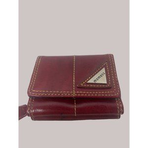 Vintage Red Leather Momoss Wallet Coin Purse 3.5”x2.5”